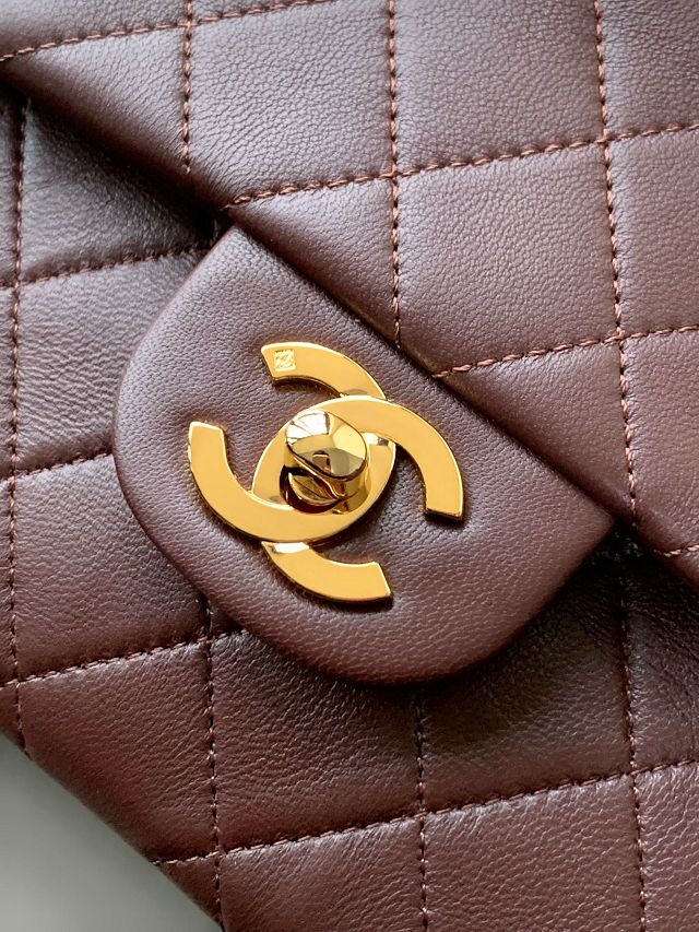 CC original lambskin medium flap bag A011012 dark brown