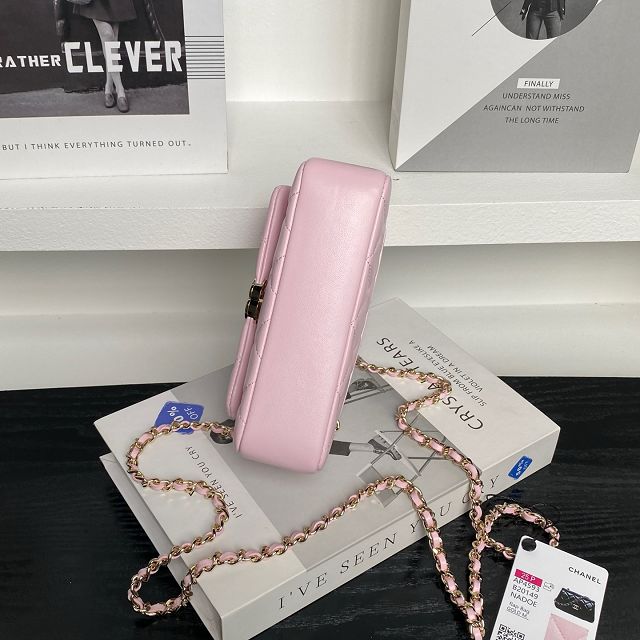 CC original calfskin clutch with chain AP4593 pink