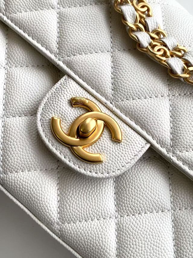 CC original grained calfskin small flap bag AS5238 white