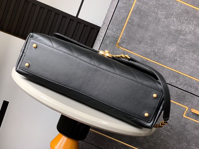 CC original calfskin maxi top handle flap bag AS5543 black