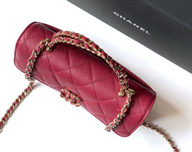 CC original grained calfskin flap phone holder AP3238 bordeaux
