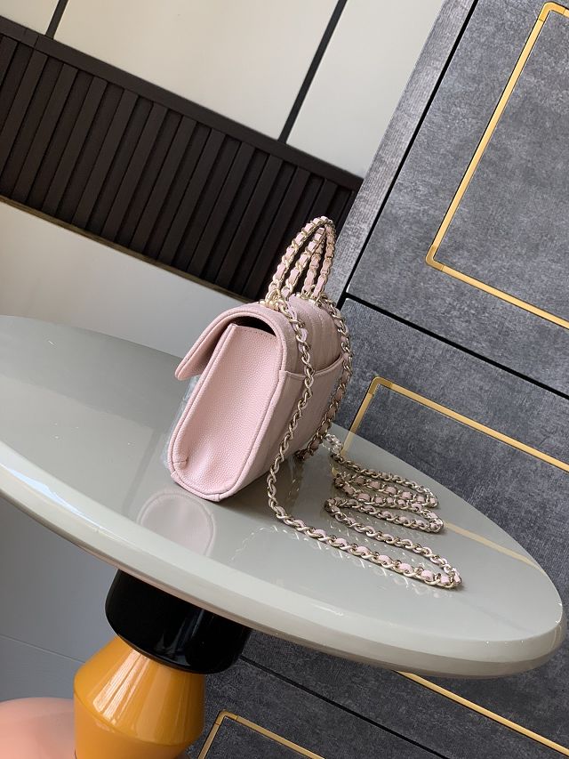 CC original grained calfskin flap phone holder AP3238 pink
