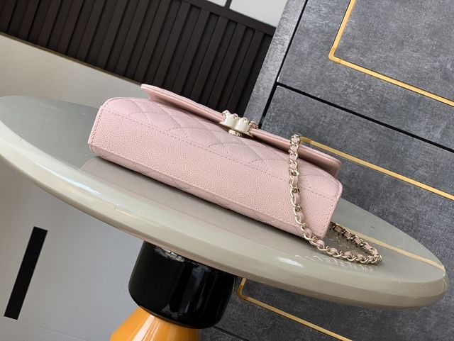 CC original grained calfskin flap phone holder AP3238 pink