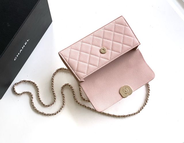 CC original grained calfskin flap phone holder AP3238 pink
