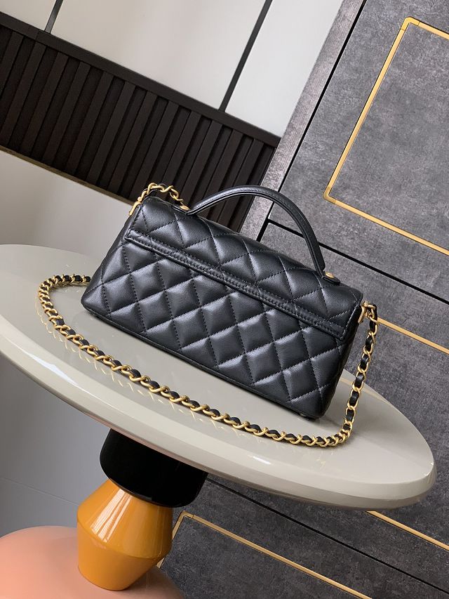 CC original lambskin mini top handle flap bag AS5354 black