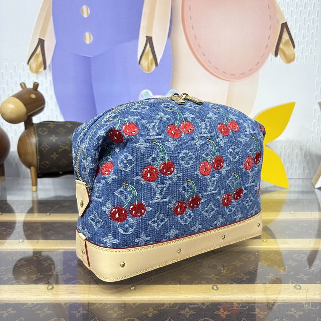 Louis vuitton original denim cosmetic pouch GM M13893 blue