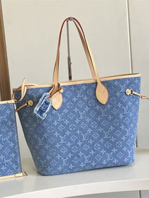 Louis vuitton original denim neverfull mm M13192 blue