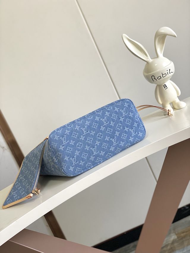 Louis vuitton original denim neverfull mm M13192 blue