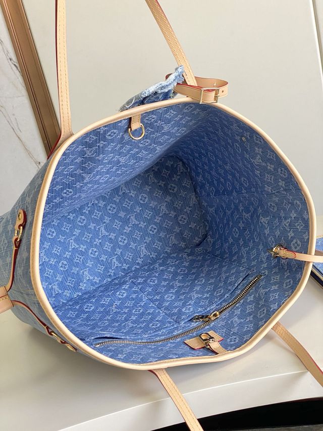 Louis vuitton original denim neverfull mm M13192 blue