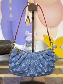Louis vuitton original denim pochette valley handbag M13571 blue
