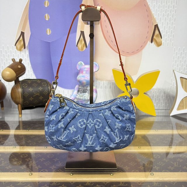 Louis vuitton original denim pochette valley handbag M13571 blue