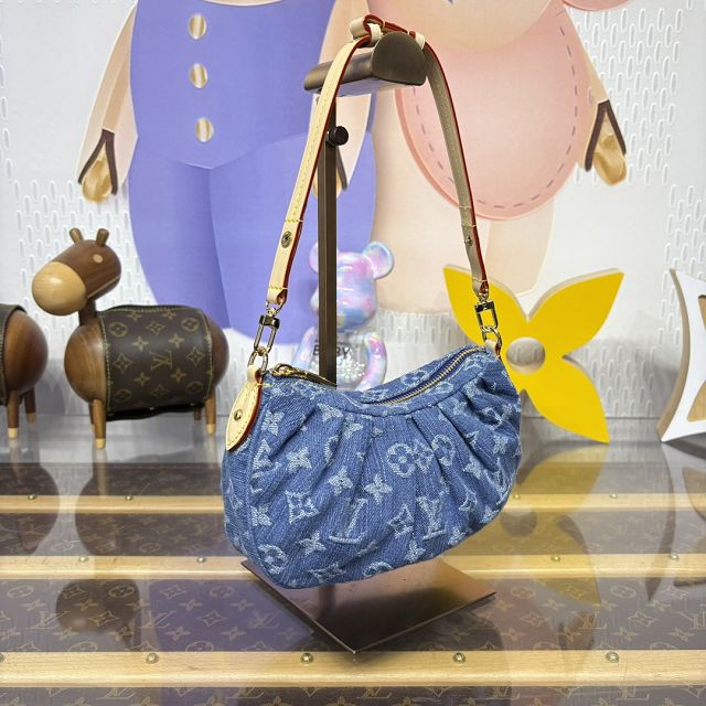 Louis vuitton original denim pochette valley handbag M13571 blue