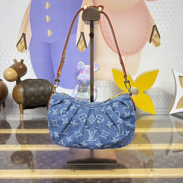Louis vuitton original denim pochette valley handbag M13571 blue