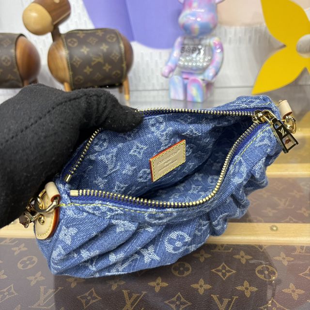 Louis vuitton original denim pochette valley handbag M13571 blue