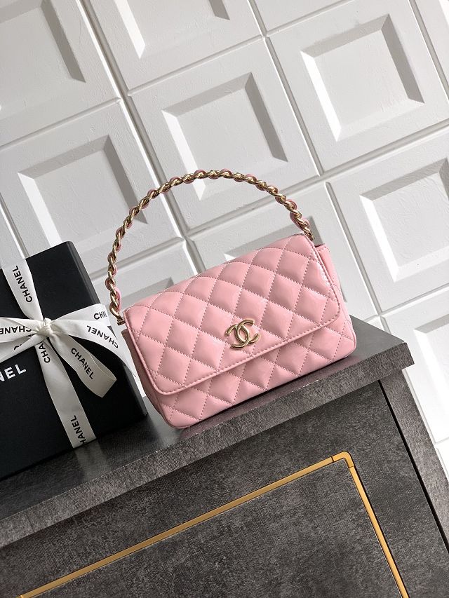 CC original patent calfskin top handle clutch AP3240 pink