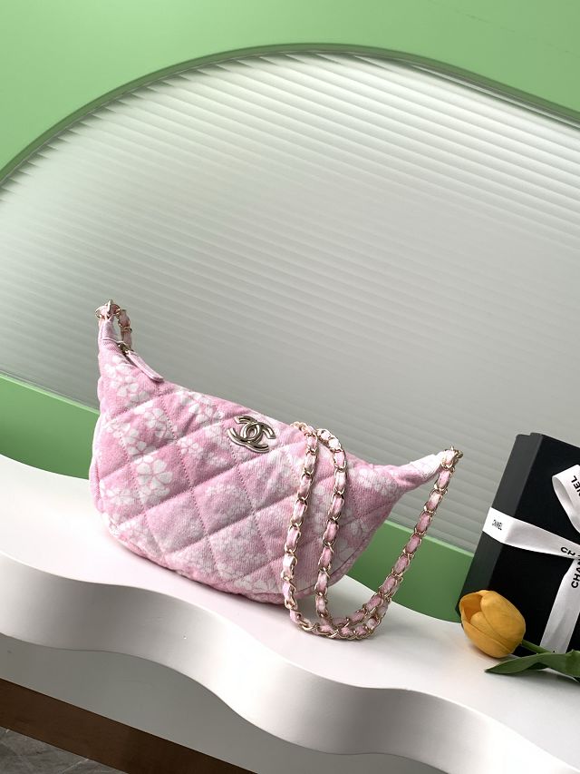 CC original denim large hobo bag AS5431 pink