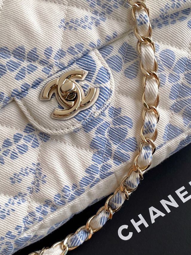 CC original denim medium flap bag AS5454 blue