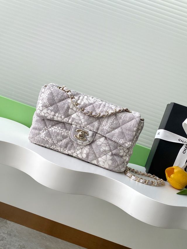 CC original denim medium flap bag AS5454 grey