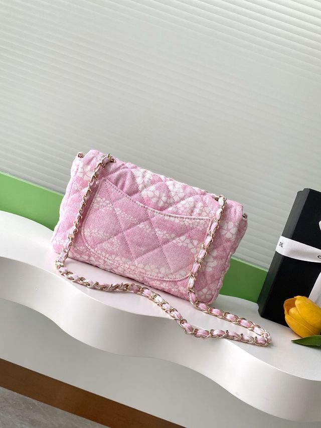 CC original denim medium flap bag AS5454 pink