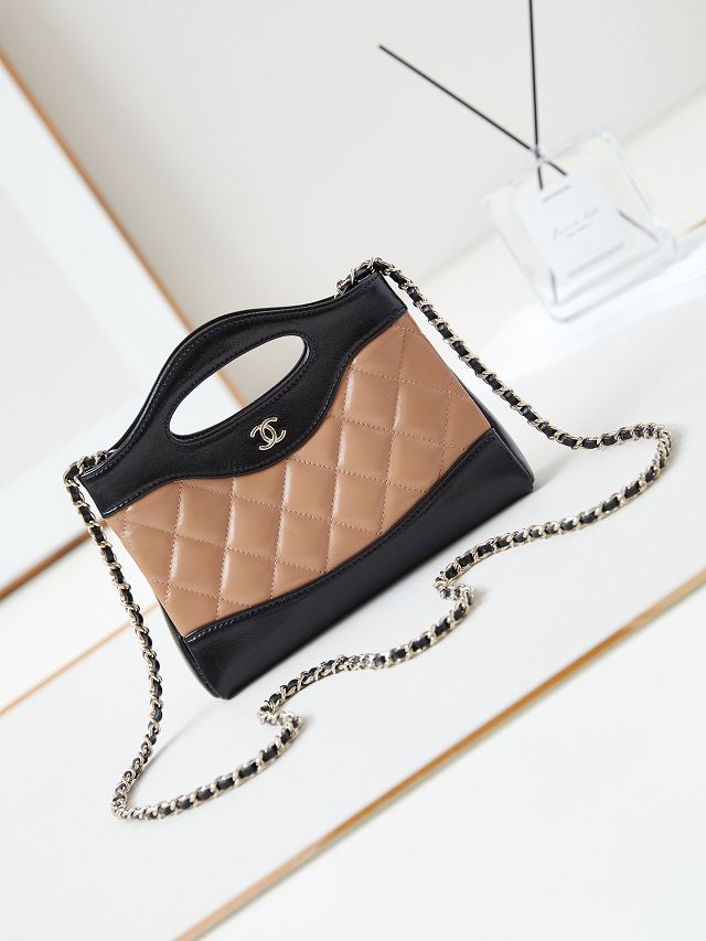 CC original lambskin nano 31 bag AS3656 black&apricot