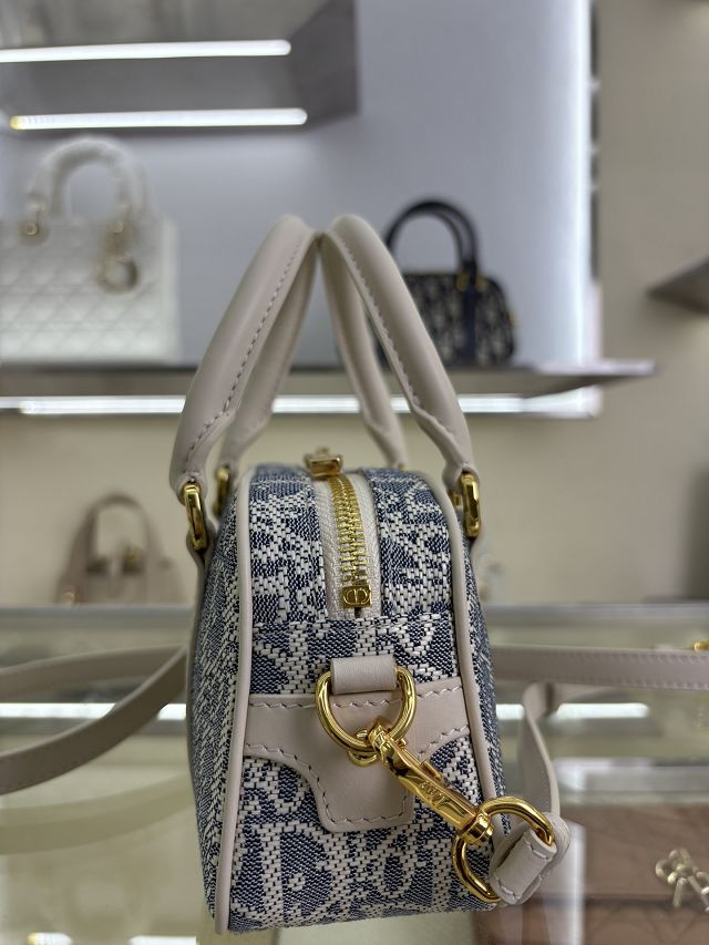 Dior original canvas mini D-vibe bowling bag S2388 blue