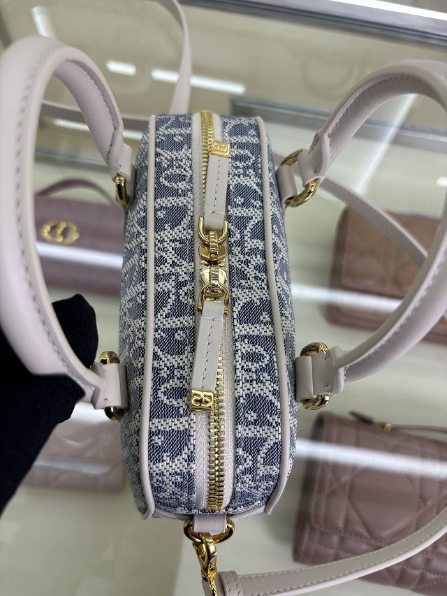 Dior original canvas mini D-vibe bowling bag S2388 blue