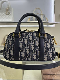 Dior original canvas mini D-vibe bowling bag  S2388 dark blue