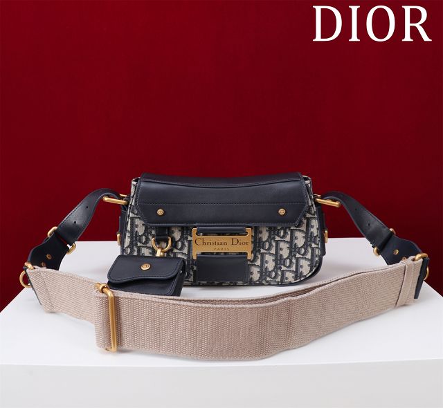 Dior original canvas&calfskin small streetchic bag M3913 blue
