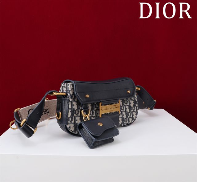 Dior original canvas&calfskin small streetchic bag M3913 blue