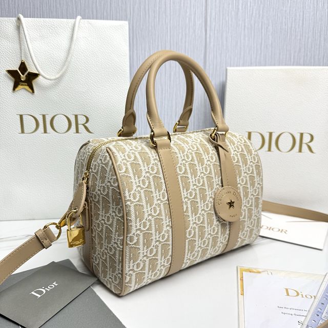 Dior original fabric groove 25 bag M1365 natural