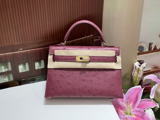 Hermes handmade genuine 100% ostrich leather kelly 19 bag K019 