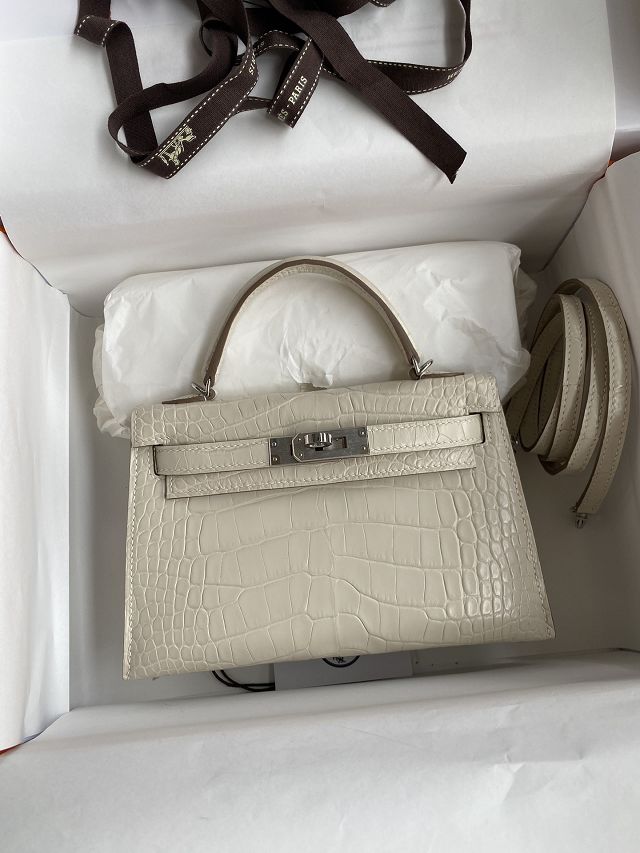 Hermes handmade genuine crocodile leather mini kelly bag K0019