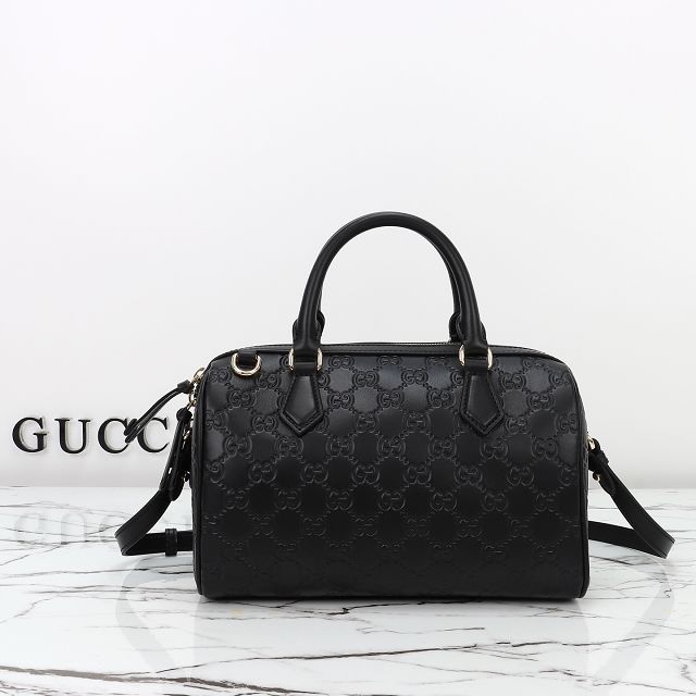 GG original calfskin emblem medium boston bag 848886 black