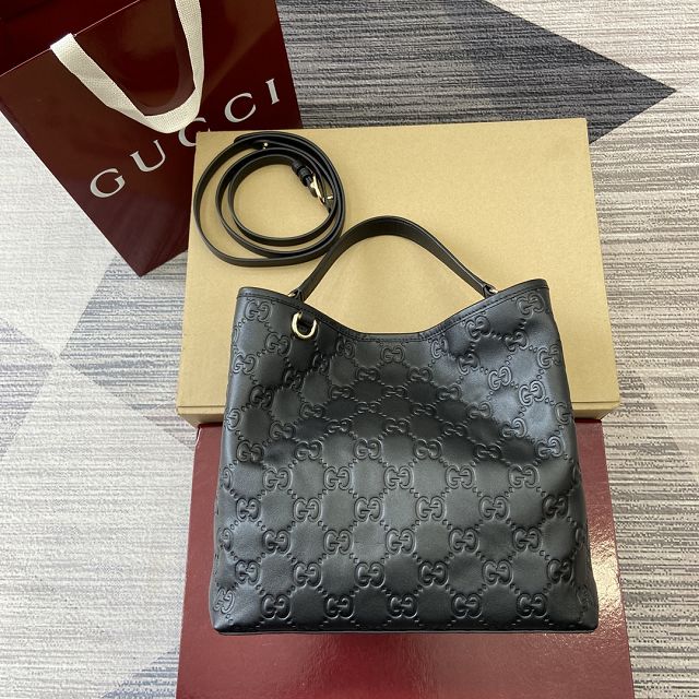 GG original calfskin emblem medium bucket bag 815103 black
