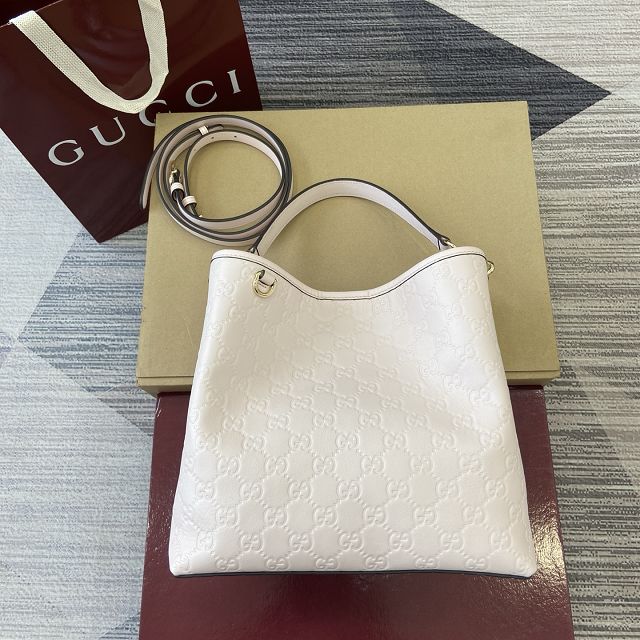 GG original calfskin emblem medium bucket bag 815103 light pink