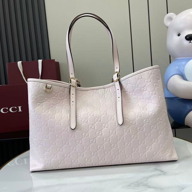 GG original calfskin emblem medium tote bag 815213 light pink