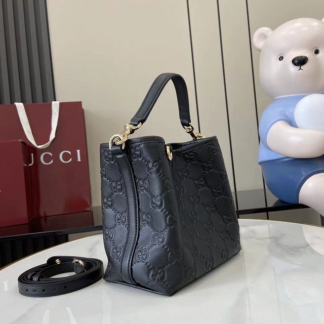 GG original calfskin emblem mini bucket bag 815118 black