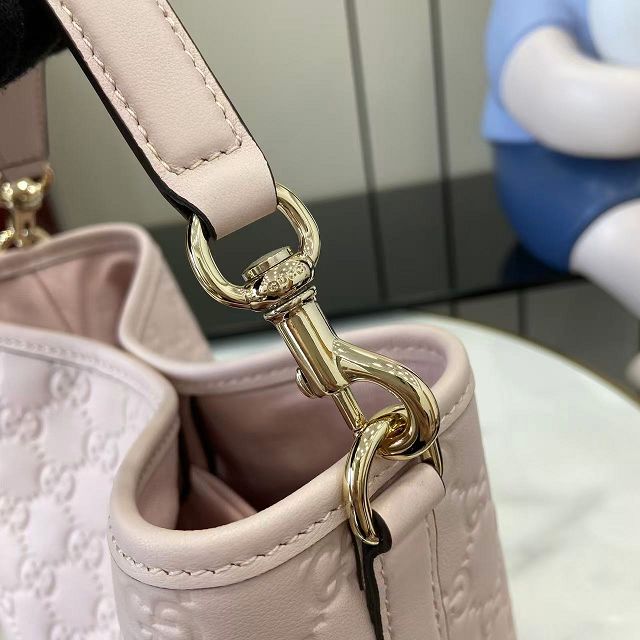 GG original calfskin emblem mini bucket bag 815118 light pink