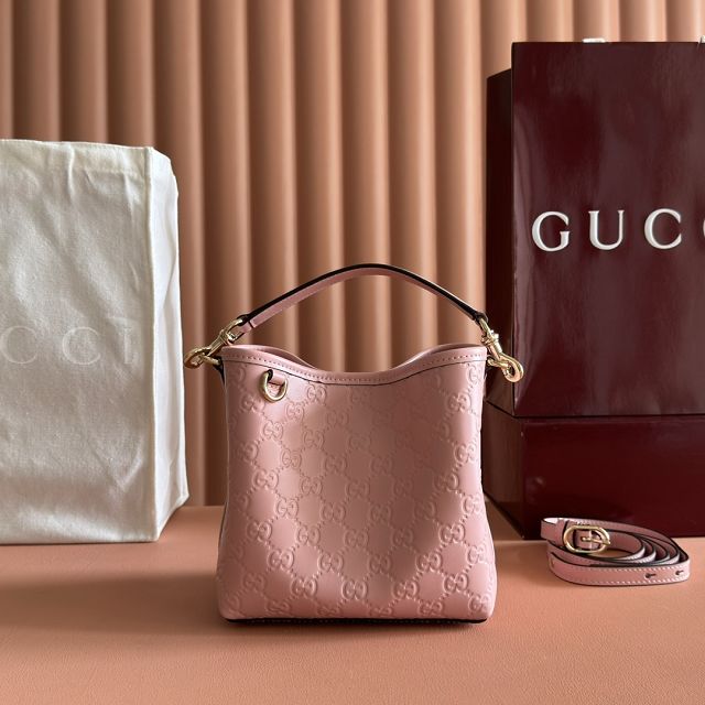 GG original calfskin emblem mini bucket bag 815118 pink