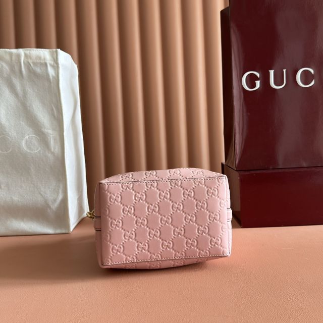 GG original calfskin emblem mini bucket bag 815118 pink