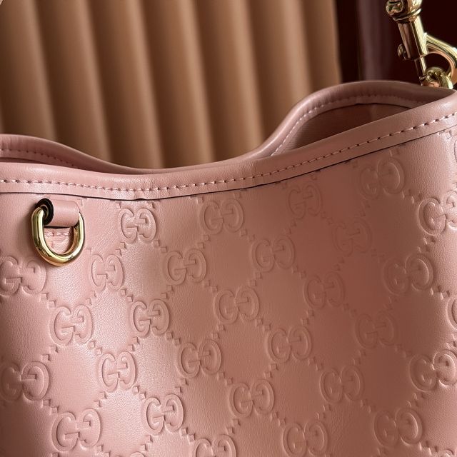GG original calfskin emblem mini bucket bag 815118 pink