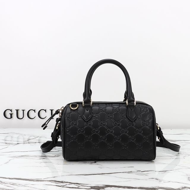 GG original calfskin emblem small boston bag 848889 black