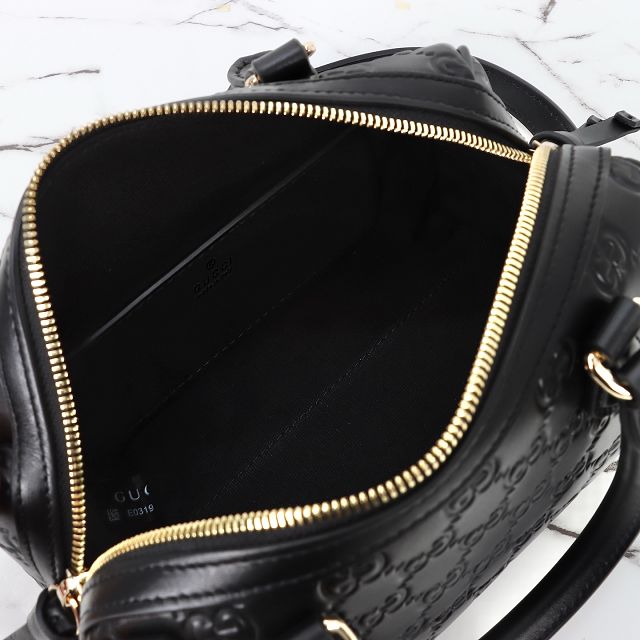 GG original calfskin emblem small boston bag 848889 black