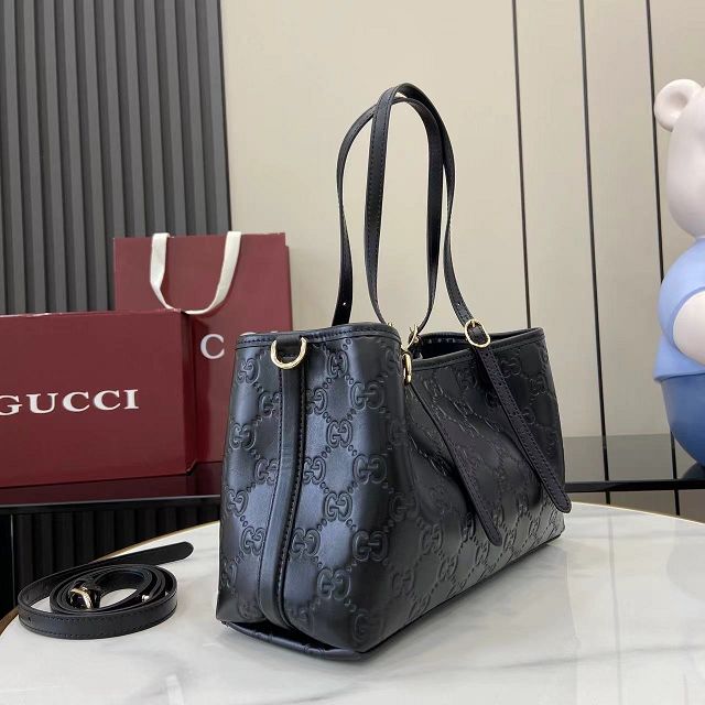 GG original calfskin emblem small tote bag 815214 black