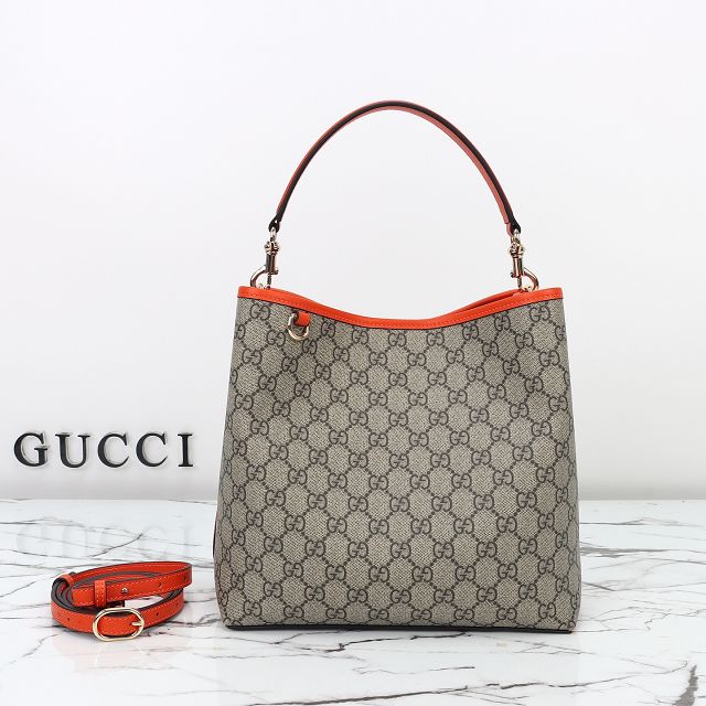 GG original fabric emblem medium bucket bag 815103 orange