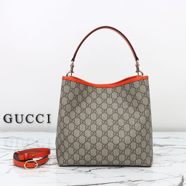 GG original fabric emblem medium bucket bag 815103 orange