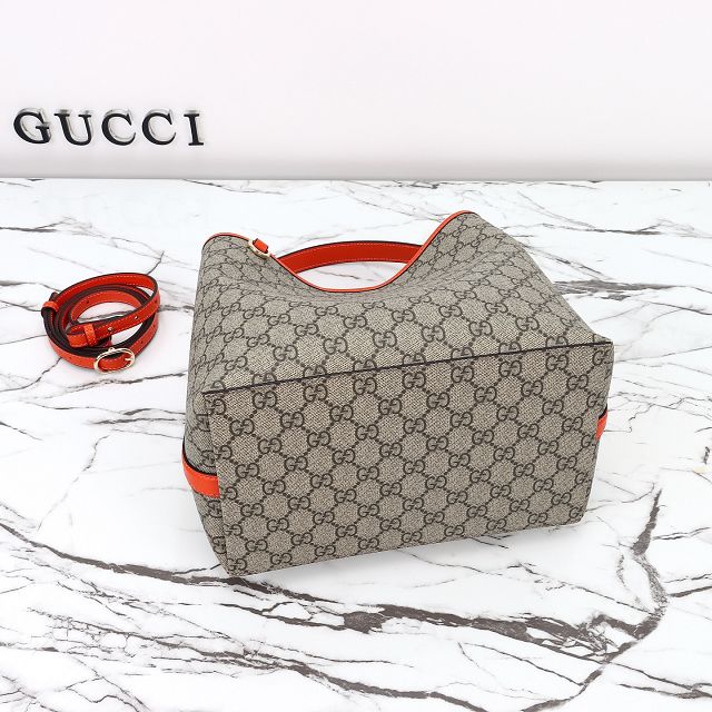 GG original fabric emblem medium bucket bag 815103 orange