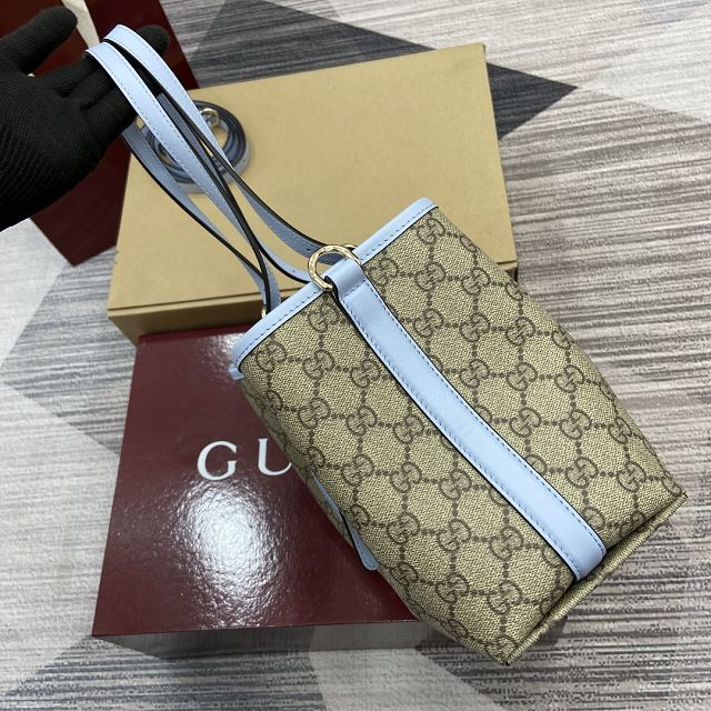 GG original fabric emblem small tote bag 815214 blue