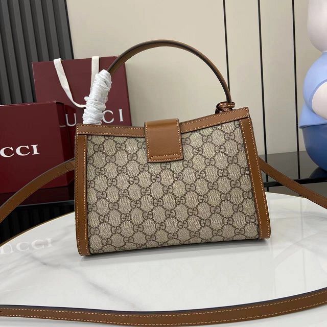 GG original fabric padlock medium top handle bag 838992 brown