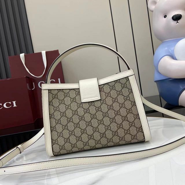 GG original fabric padlock medium top handle bag 838992 white